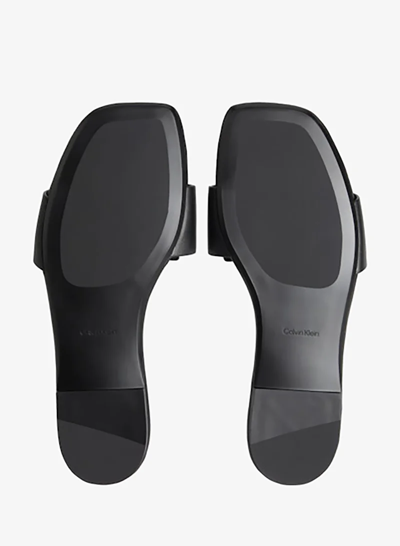 CALVIN KLEIN Triple Black Amira - Leather Square Toe Flat Sandals for Women | Best Price UAE